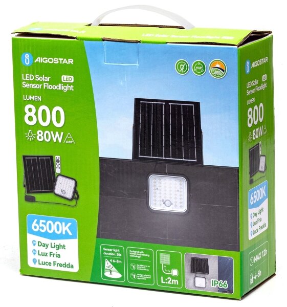 Aigostar - LED димируем соларен прожектор със сензор LED/80W/3,4V IP66 + дистанционно управление