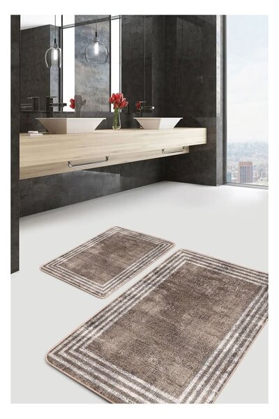 Кафяви кадифени килими за баня в комплект от 2 бр. 60x100 cm – Mila Home