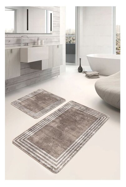 Кафяви кадифени килими за баня в комплект от 2 бр. 60x100 cm – Mila Home