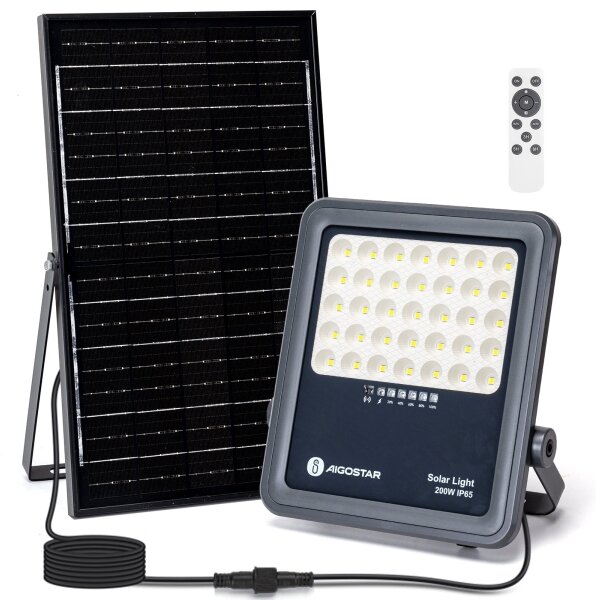 Aigostar - Димируем соларен LED прожектор LED/200W/3,4V IP65 + ДУ