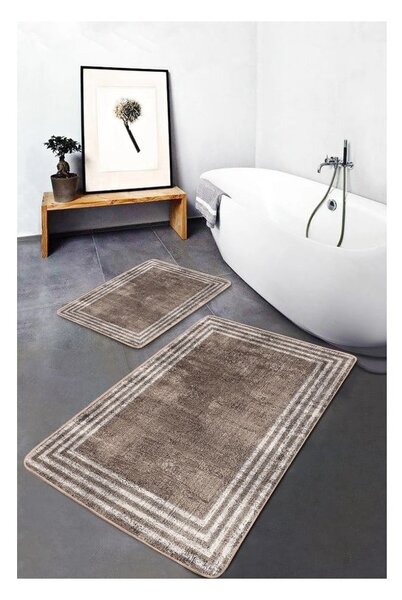Кафяви кадифени килими за баня в комплект от 2 бр. 60x100 cm – Mila Home