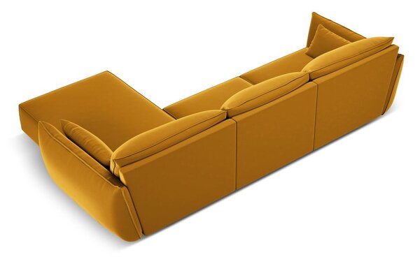 Кадифен ъглов диван в цвят горчица (десен ъгъл) Vanda – Mazzini Sofas