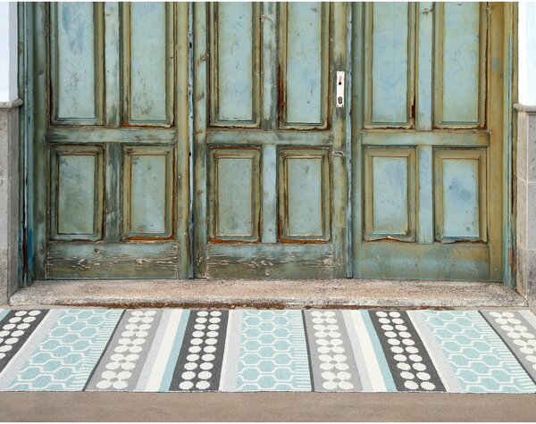 Сива и тюркоазена пътека за открито и закрито 70x180 cm Asta Pale Turquoise – Pappelina
