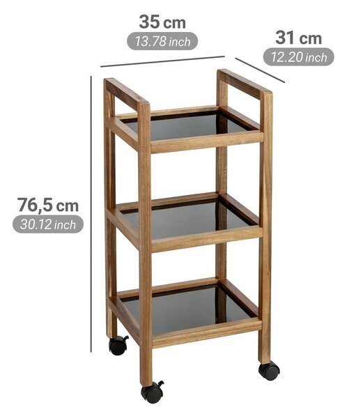 Рафт за баня от масивна акация в черен и естествен цвят 35x76,5 cm Fondi – Wenko