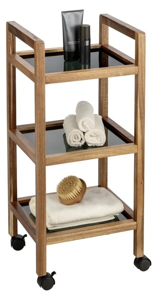 Рафт за баня от масивна акация в черен и естествен цвят 35x76,5 cm Fondi – Wenko