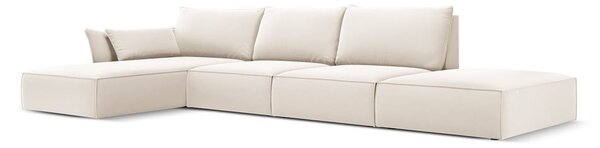 Бежов кадифен ъглов диван (ляв ъгъл) Vanda – Mazzini Sofas