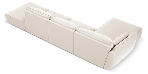 Бежов кадифен ъглов диван (ляв ъгъл) Vanda – Mazzini Sofas