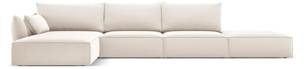 Бежов кадифен ъглов диван (ляв ъгъл) Vanda – Mazzini Sofas