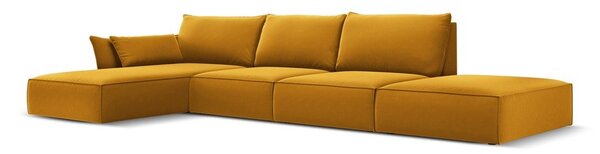 Кадифен ъглов диван в цвят горчица (ляв ъгъл) Vanda – Mazzini Sofas