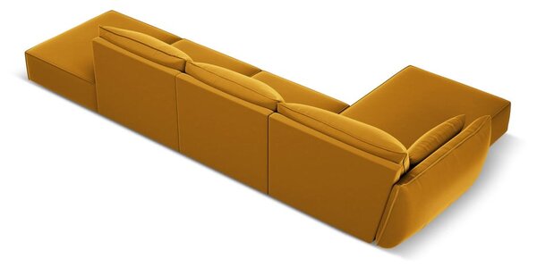 Кадифен ъглов диван в цвят горчица (ляв ъгъл) Vanda – Mazzini Sofas
