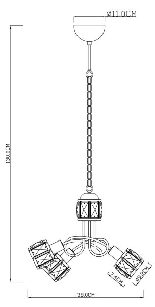 Globo 54356-3H - LED Полилей на въже KRIS 3xE14/40W/230V + LED/5W
