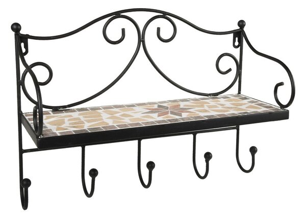 Черна метална стенна закачалка с рафт 42 cm Almeria – Garden Pleasure
