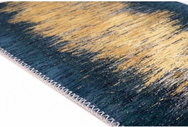 Жълт/тъмносин килим подходящ за пране 50x80 cm Goldie – Vitaus