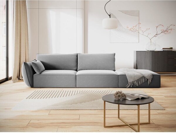 Светлосив кадифен диван ляв ъгъл 264 cm Vanda – Mazzini Sofas