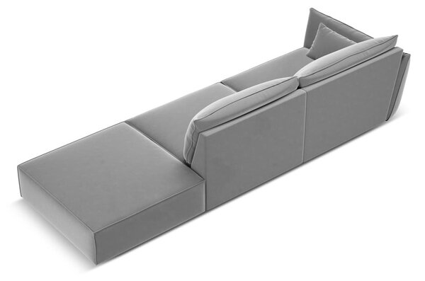 Светлосив кадифен диван ляв ъгъл 264 cm Vanda – Mazzini Sofas