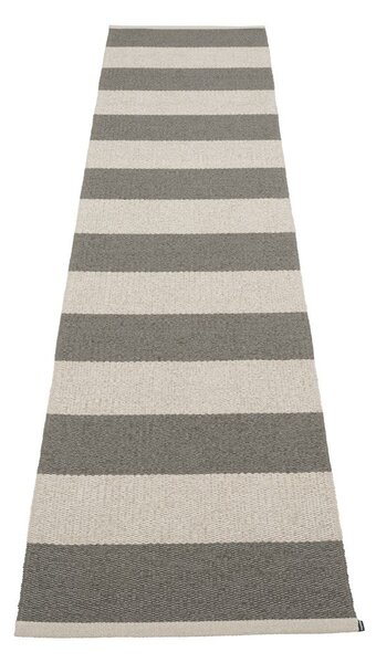 Антрацитна и кремава пътека за открито и закрито 70x300 cm Bob Charcoal Linen – Pappelina