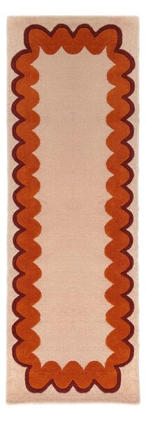 Оранжева/в естествен цвят ръчно изработена вълнена пътека 80x230 cm Wiggle Wool – Flair Rugs