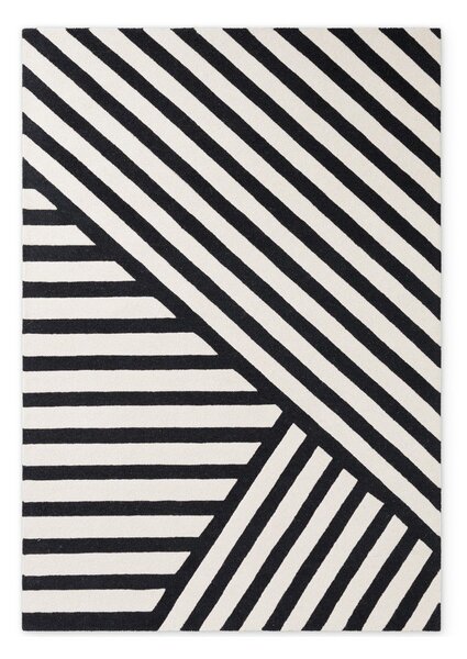 Черно-бял ръчно изработен вълнен килим 120x180 cm Stryve Noir – Elle Decoration