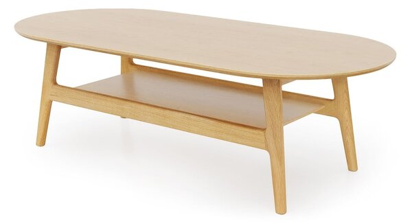 Масичка за кафе от декор от дъб в естествен цвят 60x130 cm Curved – Woodman