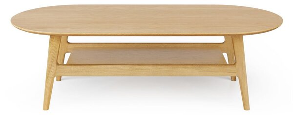 Масичка за кафе от декор от дъб в естествен цвят 60x130 cm Curved – Woodman