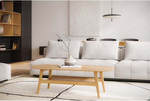 Масичка за кафе от декор от дъб в естествен цвят 60x130 cm Curved – Woodman