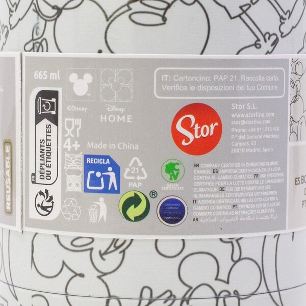 Бял детски термос от неръждаема стомана 665 ml Mickey Mouse – STOR
