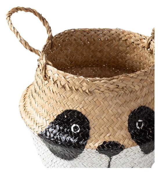 Бяла/естествена детска кошница за играчки от морска трева ø 25x24 cm Panda – Compactor