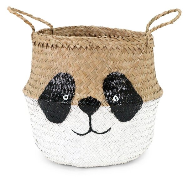 Бяла/естествена детска кошница за играчки от морска трева ø 25x24 cm Panda – Compactor
