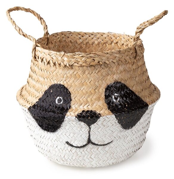 Бяла/естествена детска кошница за играчки от морска трева ø 25x24 cm Panda – Compactor