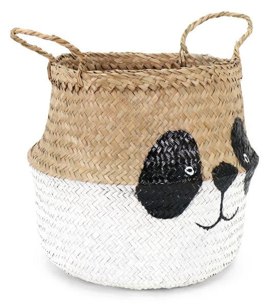 Бяла/естествена детска кошница за играчки от морска трева ø 25x24 cm Panda – Compactor