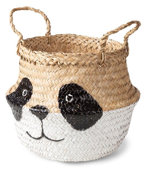 Бяла/естествена детска кошница за играчки от морска трева ø 25x24 cm Panda – Compactor
