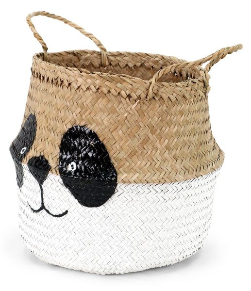 Бяла/естествена детска кошница за играчки от морска трева ø 25x24 cm Panda – Compactor