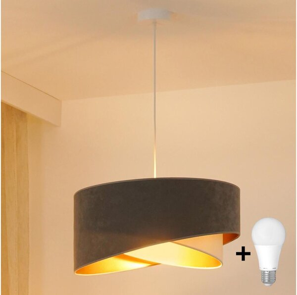 Brilagi - LED Пендел LYRA 1xE27/15W/230V сив/кремав/златист