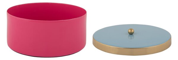Розова декоративна метална кутия за съхранение ø 16x6 cm Double Funky – PT LIVING