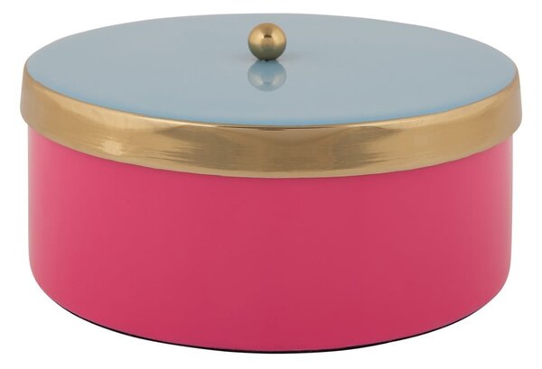Розова декоративна метална кутия за съхранение ø 16x6 cm Double Funky – PT LIVING