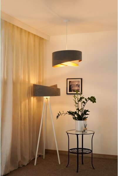 Brilagi - LED Пендел LYRA 1xE27/15W/230V сив/кремав/златист
