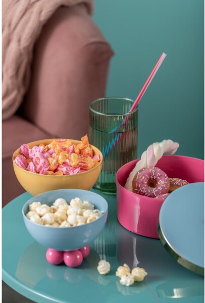 Розова декоративна метална кутия за съхранение ø 16x6 cm Double Funky – PT LIVING