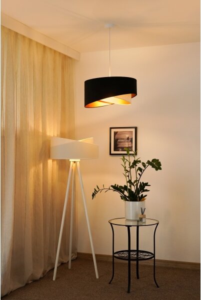 Brilagi - LED Пендел LYRA 1xE27/15W/230V черен/кремав/златист