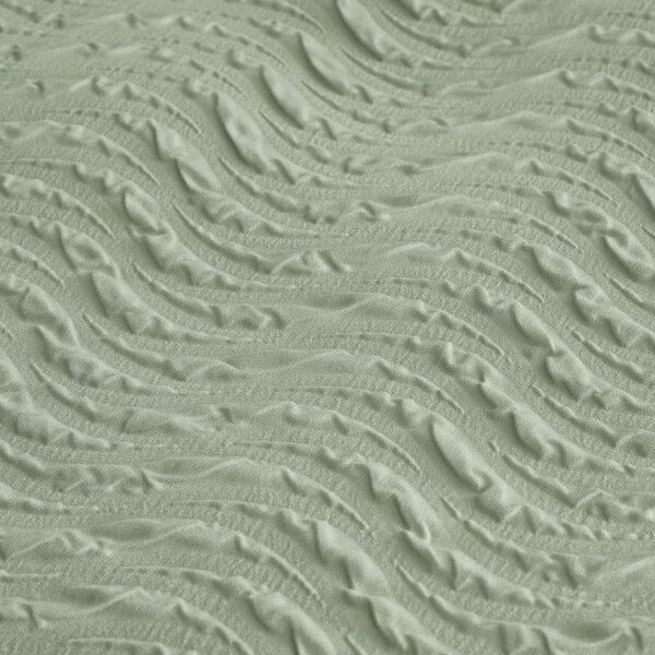 Зелено двойно удължено крепово спално бельо 230x220 cm Heatset Wave – Catherine Lansfield