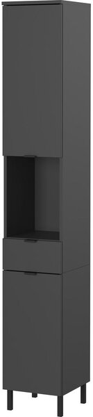 Антрацитен висок тесен шкаф за баня 30x190 cm Arcena – Germania