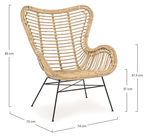 Ратанов градински стол в естествен цвят Casilda – Bizzotto