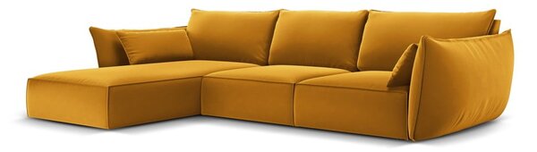 Кадифен ъглов диван в цвят горчица (ляв ъгъл) Vanda – Mazzini Sofas