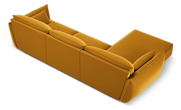 Кадифен ъглов диван в цвят горчица (ляв ъгъл) Vanda – Mazzini Sofas