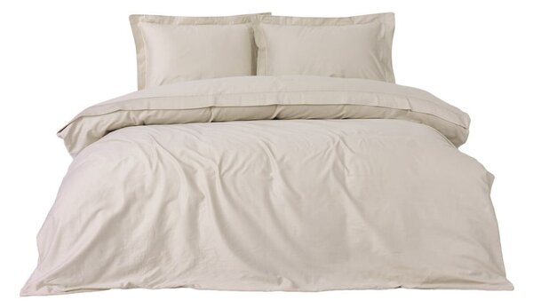 Бежово двойно удължено спално бельо от памучен сатен 240x220 cm Elegant – Mijolnir