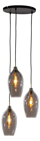 Тъмносиво и бронзово висящо осветително тяло със стъклен абажур ø 35 cm Lukaro – Light & Living