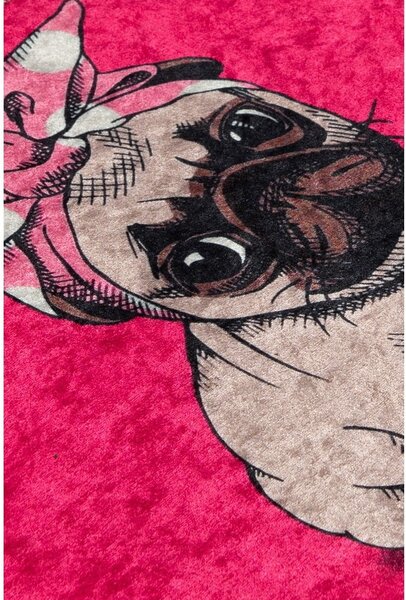 Розов килим за баня 40x60 cm Pink Pug – Foutastic