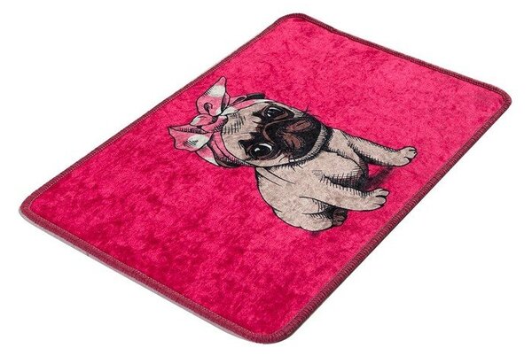 Розов килим за баня 40x60 cm Pink Pug – Foutastic