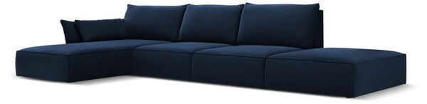Тъмносин кадифен ъглов диван (ляв ъгъл) Vanda – Mazzini Sofas