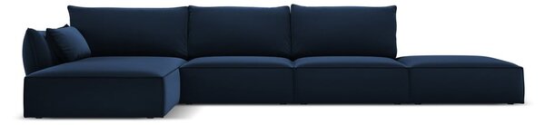 Тъмносин кадифен ъглов диван (ляв ъгъл) Vanda – Mazzini Sofas