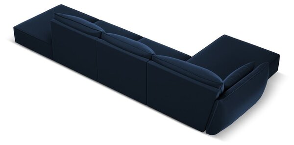 Тъмносин кадифен ъглов диван (ляв ъгъл) Vanda – Mazzini Sofas